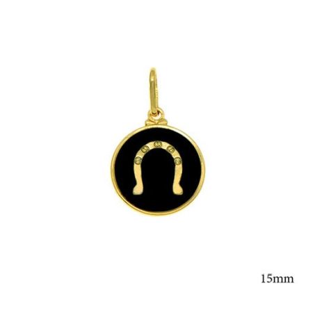 Pandantive - Pandantiv placat cu aur de 18 K, 2 microni, productie Brazilia , cu email coloare neagra -  7569O78