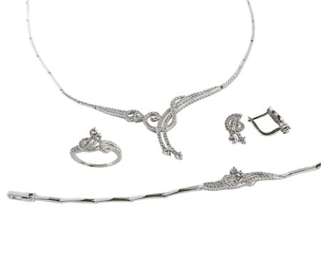 Seturi - Perfect bride, set argint 925, rodiat cu pietre zirconia, montura micropave