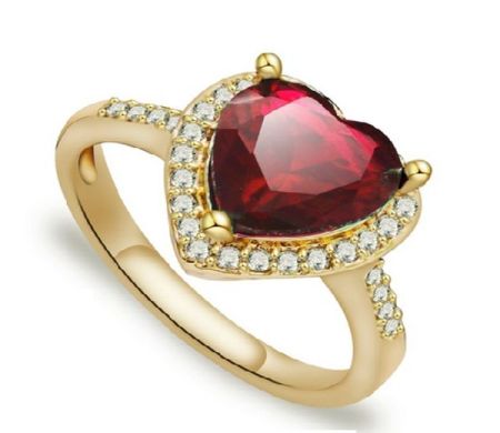Inele - Red heart , inel placat cu aur de 18 k