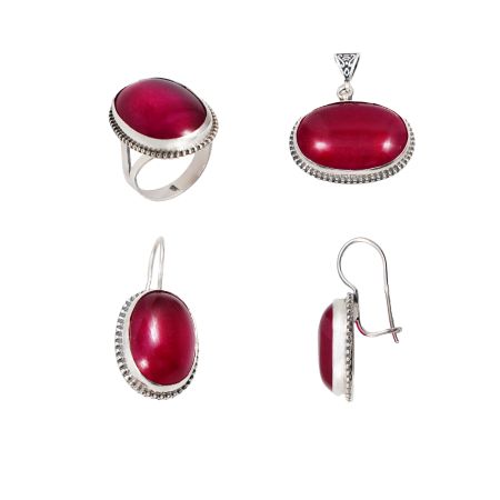 Seturi - Set argint 925 ,agata fuchsia