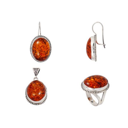 Seturi - Set argint 925 , chihlimbar maro