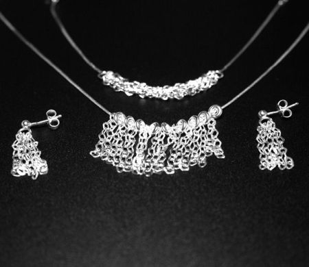 Seturi - Set argint 925 rodiat:  cercei, lant, bratara, design italian,- 1709O577