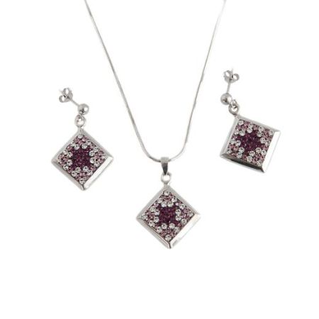 Seturi - Set argint 925, rodiat, cu cristale multicolore