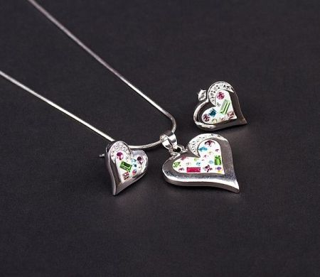 Special sales - Set argint 925 rodiat, cu elemente swarovski, design italian. Culori: multicolor - 5109O5190