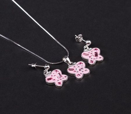 Seturi - Set argint 925 rodiat, cu elemente swarovski, design italian. Culori: roz- 5249O5135