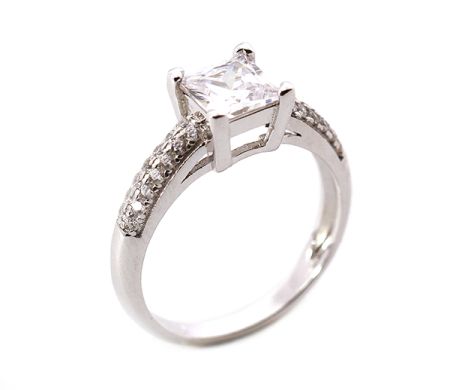 Inele - Solitair, inel argint 925, rodiat , design italian