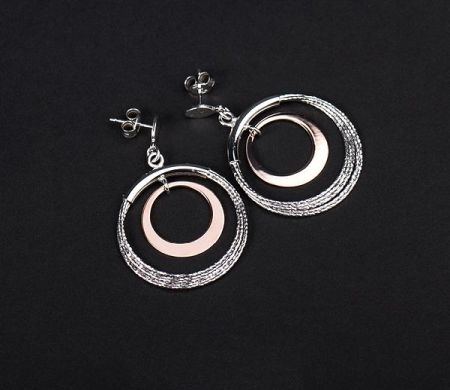 Two tone, cercei argint 925, partial placati, cu aur roz [1]
