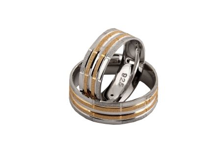 Verighete - Verigheta argint 925, together forever, placata cu rodiu si partial cu aur galben