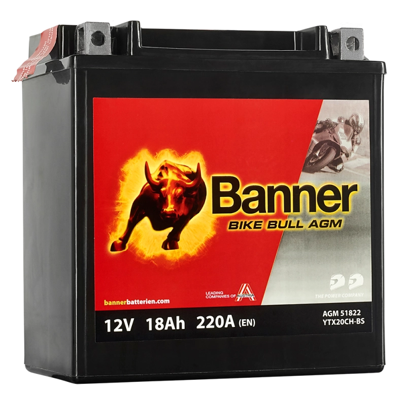 Acumulatori si solutii de stocare - Acumulator Moto BTX20CH-BS Banner AGM 12V 18Ah 220A echivalent YTX20CH-BS 51822