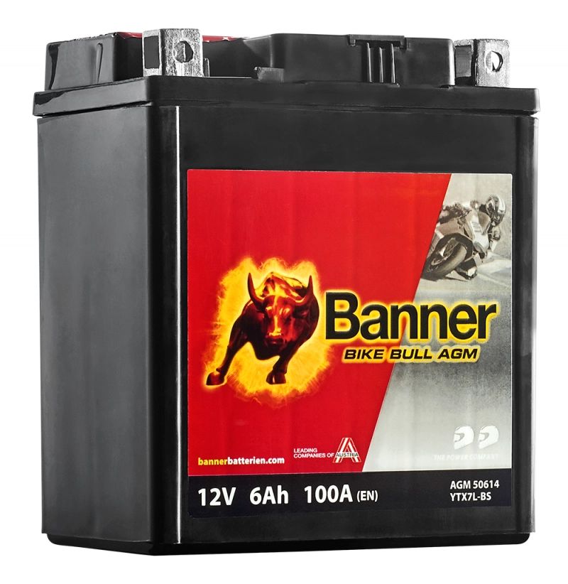 Acumulatori si solutii de stocare - Acumulator Moto BTX7L-BS Banner AGM 12V 6Ah 100A echivalent YTX7L-BS 50614