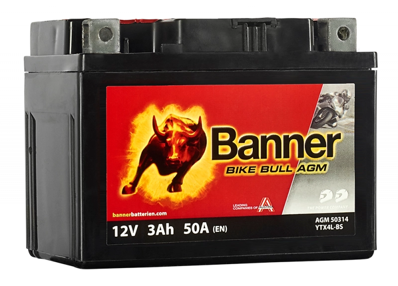 Acumulatori si solutii de stocare - Acumulator Moto BTX4L-BS Banner AGM 12V 3Ah 50A echivalent YTX4L-BS 50314