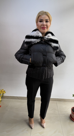Geci - Geacă de fâș cu blană naturală Rex Chinchilla