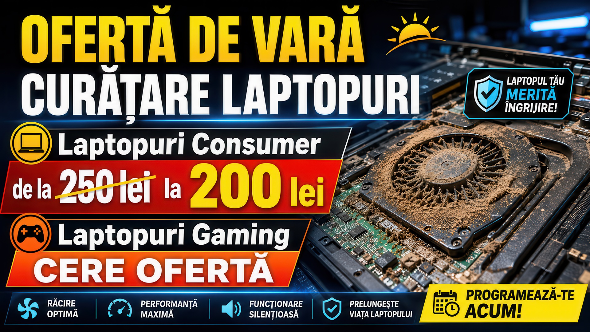 Oferta PROMO de vara la curatarea de laptopuri