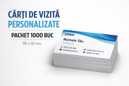 Cărți de vizită simple și premium - Pachet 1000 cărți de Vizită Personalizate Standard 350g./mp