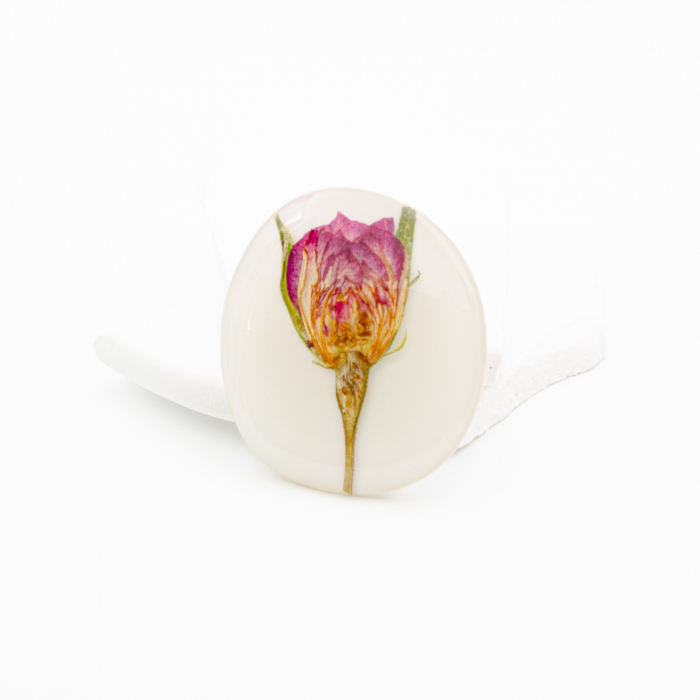 GARDEN - Brosa pin cu un trandafir natural roz [6]