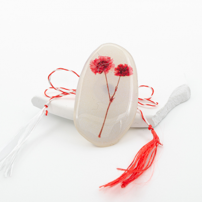 ESSENCE BLOOM - Felicitare cu Mărțișor bijuterie cu plante rosii [6]