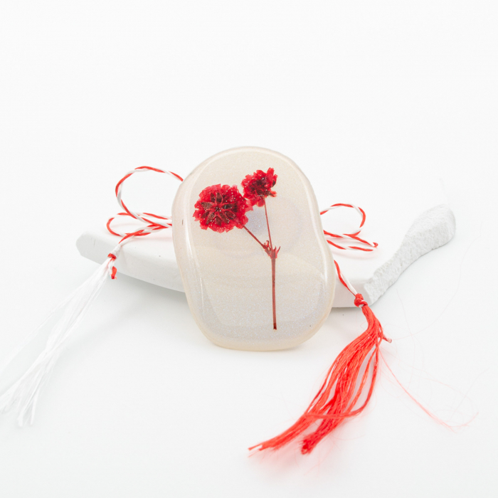 ESSENCE BLOOM - Felicitare cu Mărțișor bijuterie cu plante rosii [3]