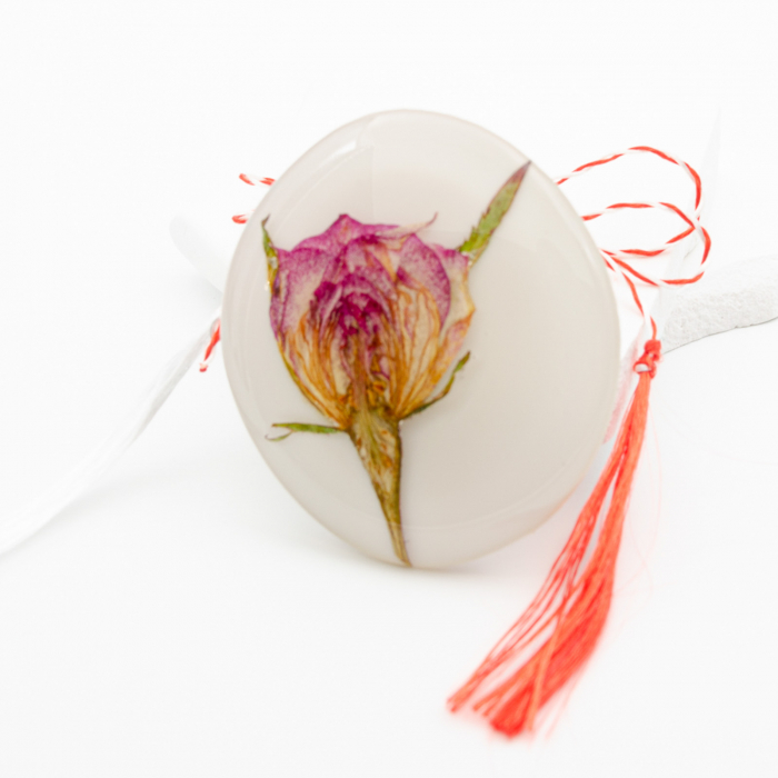 GARDEN ROZE- Felicitare cu Mărțișor Bijuterie cu un trandafir natural roz [3]