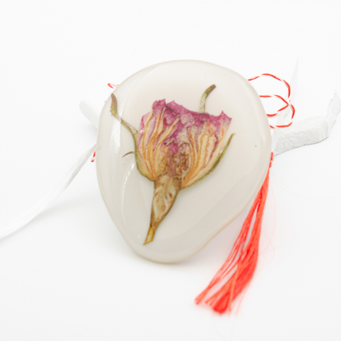 GARDEN ROZE- Felicitare cu Mărțișor Bijuterie cu un trandafir natural roz [5]