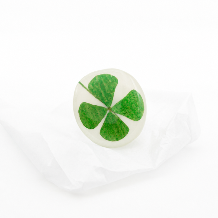 BEST OF LUCK - Inel statement cu trifoi cu patru foi [4]