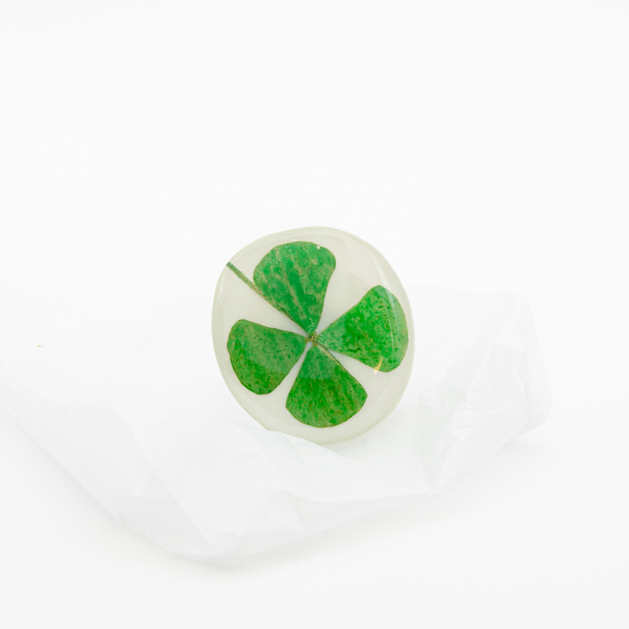 BEST OF LUCK - Inel statement cu trifoi cu patru foi [2]