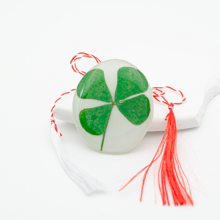 NOROC PUR - Felicitare cu Mărțișor bijuterie cu un trifoi cu patru foi natural [3]