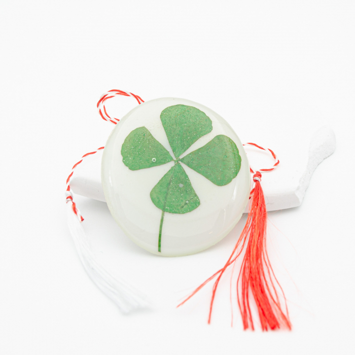 NOROC PUR - Felicitare cu Mărțișor bijuterie cu un trifoi cu patru foi natural [4]