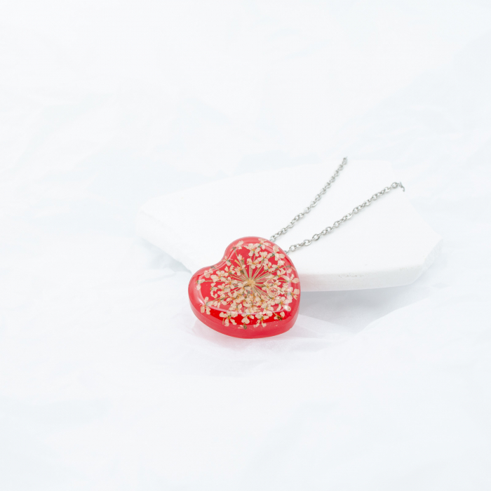 JUST LOVE - Colier în forma de inimă cu floare naturală Dacus Carota [2]
