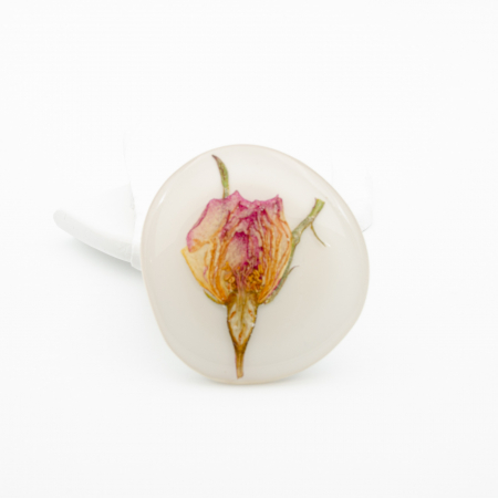 GARDEN - Brosa pin cu un trandafir natural roz [3]