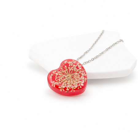 JUST LOVE - Colier în forma de inimă cu floare naturală Dacus Carota [1]