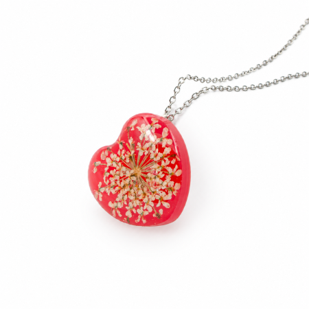 Coliere - JUST LOVE - Colier în forma de inimă cu floare naturală Dacus Carota
