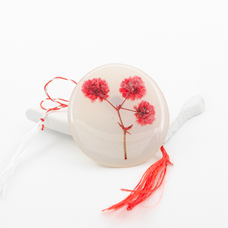 Mărțișoare - ESSENCE BLOOM - Felicitare cu Mărțișor bijuterie cu plante rosii