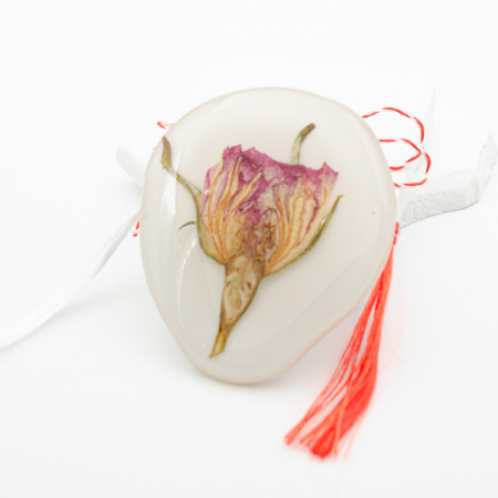 GARDEN ROZE- Felicitare cu Mărțișor Bijuterie cu un trandafir natural roz [4]