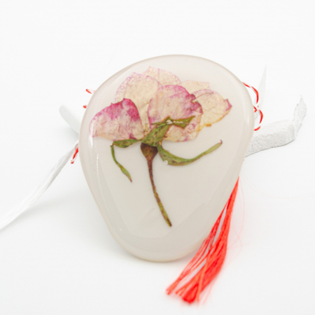 GARDEN ROZE- Felicitare cu Mărțișor Bijuterie cu un trandafir natural roz [3]