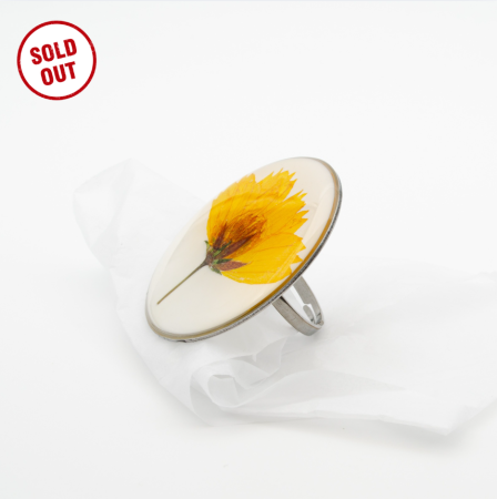 Inele - SUN - Inel supradimensionat cu o floare galbenă