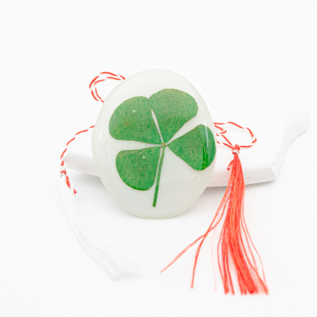 NOROC PUR - Felicitare cu Mărțișor bijuterie cu un trifoi cu patru foi natural [4]