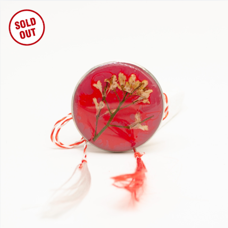 Toate Produsele - Power - Mărțișor Bijuterie roșu intens cu o floare albă