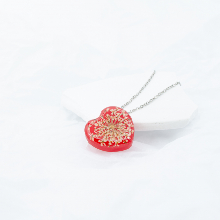 JUST LOVE - Colier în forma de inimă cu floare naturală Dacus Carota [1]