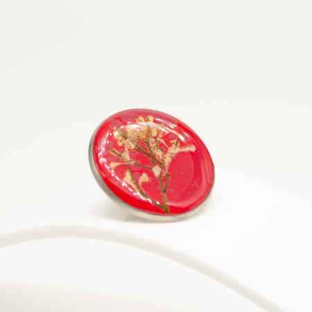 Power - Mărțișor Bijuterie roșu intens cu o floare albă [4]