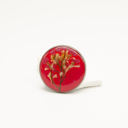 Power - Mărțișor Bijuterie roșu intens cu o floare albă [3]