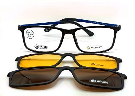Barbati - Rame de ochelari barbati Point cu clip-on  6057 C93 55-16-140