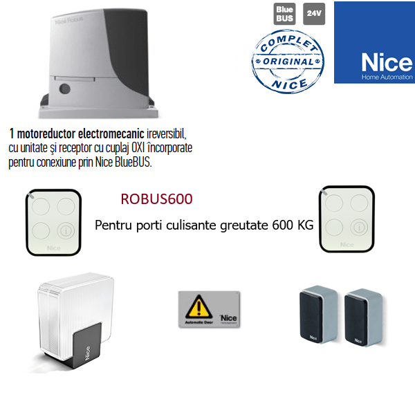Kit Nice ROBUSKIT RB600BDKCE pentru porti culisante de pana la 600kg [1]