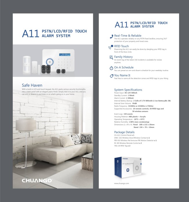 Sistem de alarma wireless Chuango PSTN/LCD/RFID  CG-A11 [3]