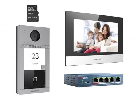 Videointerfoane rezidentiale - KIT VIDEOINTERFON HIKVISION MONITOR 7" + POST EXT. 1 BUTON