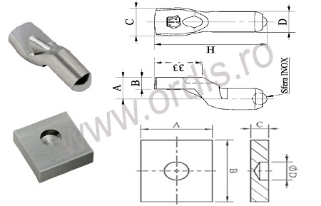 Accesorii feronerie porti - Pereche pivot inferior 348+349 PERECHE