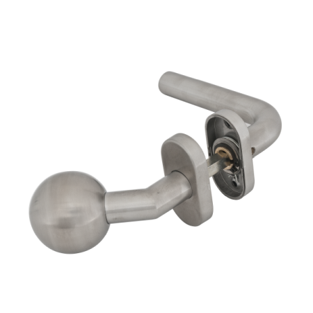 Feronerie control acces - Set de clante din inox tubular cu maner fix in exterior YH-16I
