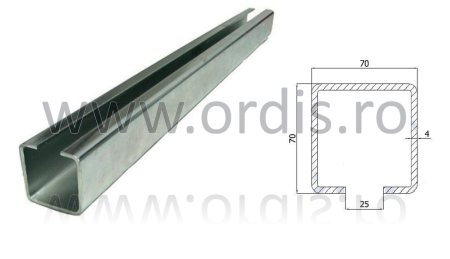 Sisteme de automatizari si feronerii porti - Sina zincata autoportanta 70x70x4mm SN70x70-3M
