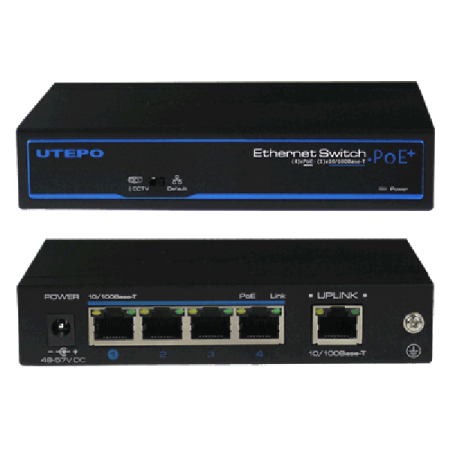 Switch-uri - Switch 5 porturi 10/100Mbps PoE+ (4 PoE + 1 UPLINK) UTP3-SW04-TP60