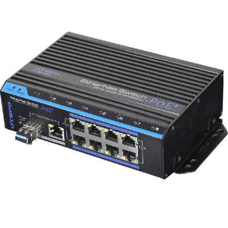 Switch-uri - Switch industrial 8 porturi PoE+ cu uplink SFP/Ethernet combo UTP7208E-POE-A1