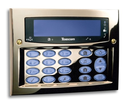 Sisteme de alarma Texecom - Tastatura cu design exclusivist cu display LCD albastru Prem Elite FMK